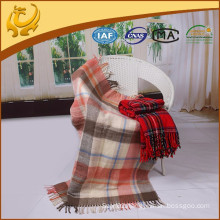 China Factory Wholesale Woven Brushed Plaid 100% Acrylic Blanket With Tassel